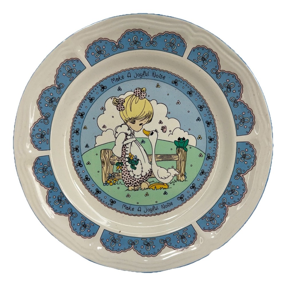 Precious Moments 7.5" Plate  Make A Joyful Noise Girl Goose Ceramic 1992 Enesco‎